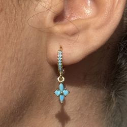 Creole Cross Earring - Blue