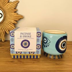 A Dopo Ceramic "Eye" Hand Painted Candle - Incense and Smoke