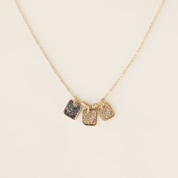 Night blue Square Trio Necklace Champagne Poëmia