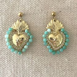 Turquoise sacred heart earrings