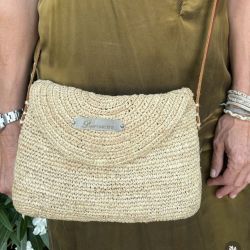 Raffia shoulder bag Straw color