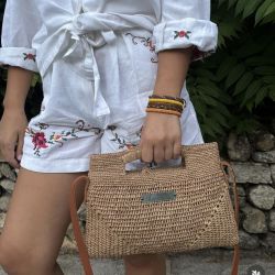 Black raffia tote bag