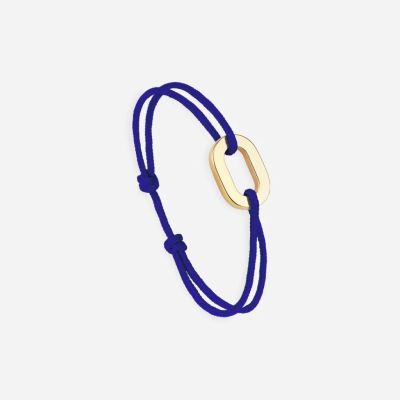 Small Flat link gold bracelet - Blue