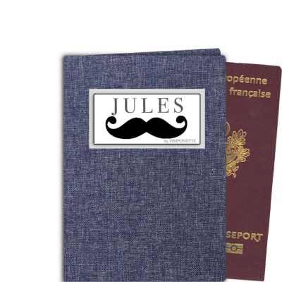 Personalized passport cover with the name & mustache!