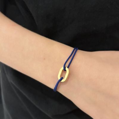 Small flat link bracelet Gold - Blue