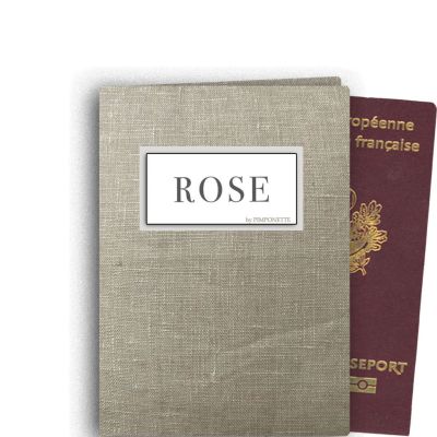 Passport linen cover personalized with surname