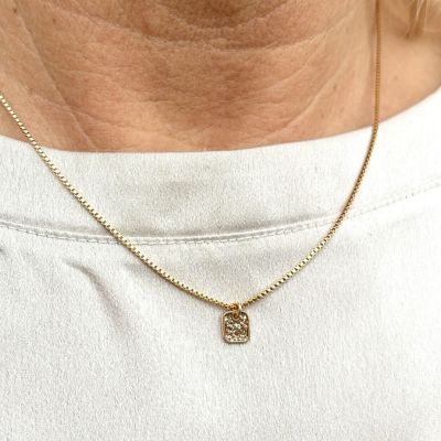 Poëmia Champagne Square Necklace
