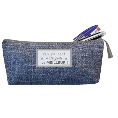 Pencil case woven jean "NOT PERFECT ..."