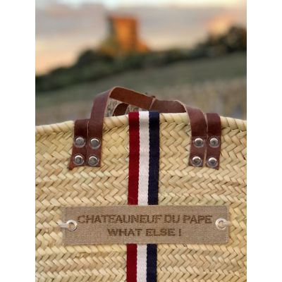 Straw basket customed "Chateauneuf du Pape"