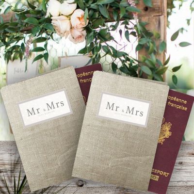 Passport Cover - Wedding Gift - To be offered to the newlyweds "Mr & Mrs"