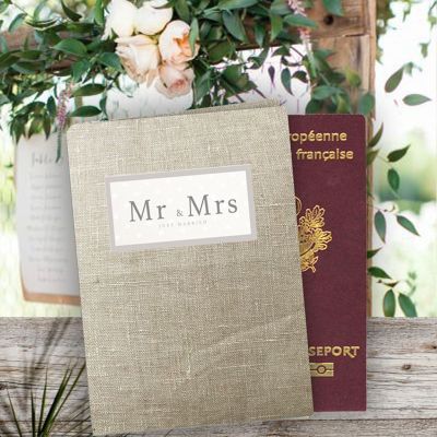 Passport Cover- Wedding Gift - To be offered to the newlyweds with their names