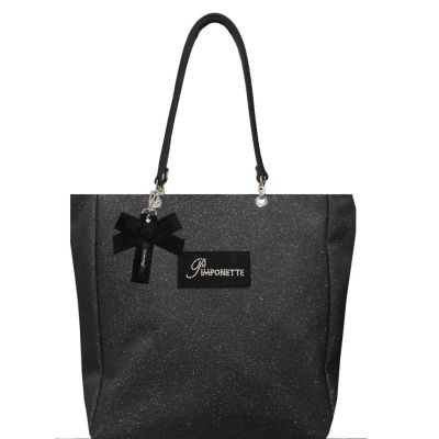 Custom Tote Bag - Personalized Bag - Black Pimponette Plate - Bag Charm - Sparkling Black