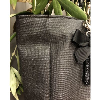 Custom Tote Bag - Personalized Bag - Black Pimponette Plate - Bag Charm - Sparkling Black