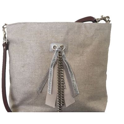 Custom Women's Shoulder bag - Customizable bag- Ribbon and chain flow- Shiny linen