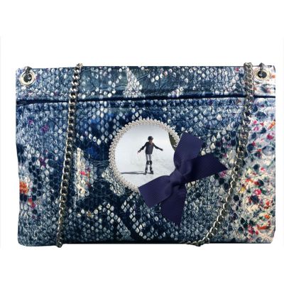 Bag pouch - Small shoulder bag - Personalized photo bag - Customizable bag -Tasma blue