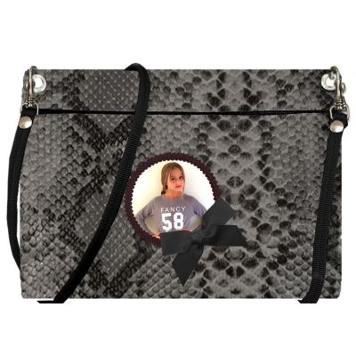 Clutch bag - Small shoulder bag - Personalized photo bag - Customizable bag - Gray Khara