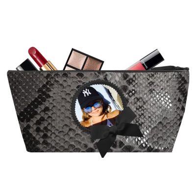 Personalized Kit - Personalized Kit with Bow - Makeup Bag - Khara gray