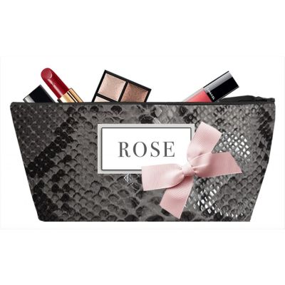 Personalized Kit - Personalized Kit with Bow - Makeup Bag - Khara gray