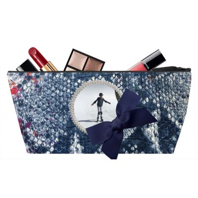 Personalized Kit - Personalized Kit with Bow - Makeup Bag - Black glittering