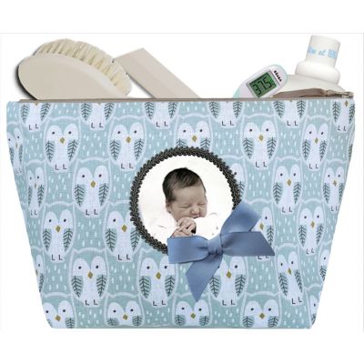 Baby Toiletry Bag - Personalized Baby Case - Personalized Birth Gift - Gray Polka Dot