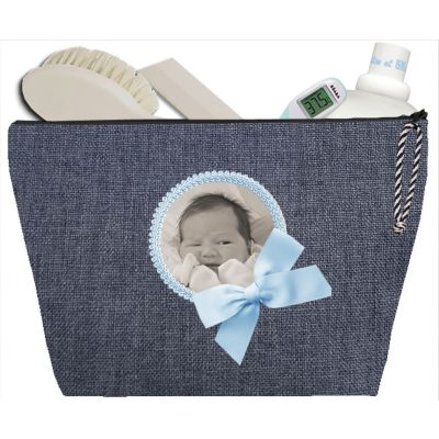 Baby Toiletry Bag - Personalized Baby Case - Personalized Birth Gift - Woven jean