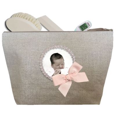 Baby Toiletry Bag - Personalized Baby Case - Personalized Birth Gift - Shiny linen