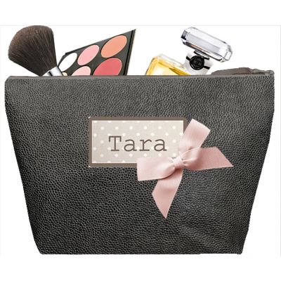 Women's toiletry bag - Personalized kit with first name or initials - Personalized gift - Saya Gray bronze