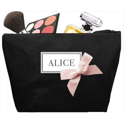 Women's toiletry bag - Personalized kit with first name or initials - Personalized gift - Saya Black