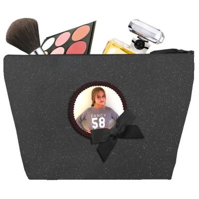 Women's toiletry bag - Personalized kit with your photo - Personalized gift - Glittering black