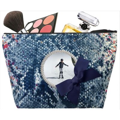 Women's toiletry bag - Personalized kit with your photo - Personalized gift - Blue Tasma