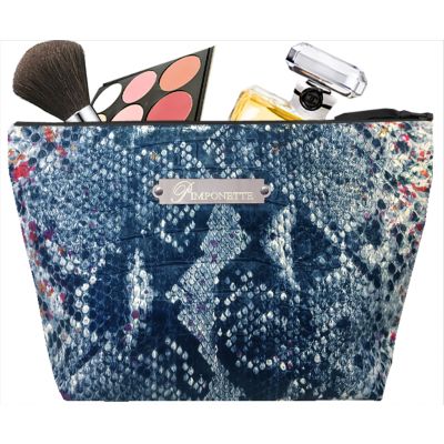 Women's Toiletry Bag - Personalized Kit with metal Plate - Original Women's Gift - Blue Tasma