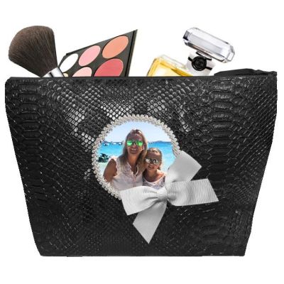 Women's toiletry bag - Personalized kit with your photo - Personalized gift - Black Tasma