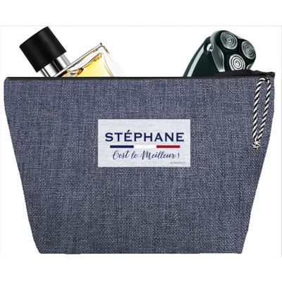 Men's toiletry bag - Personalized kit with first name or initials - Personalized gift - Coated  jean