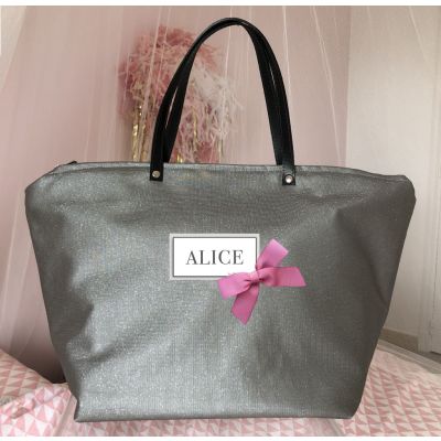 Changing Bag - Personalized Baby Bag with its Name - Sparkling Gray - Birthing List