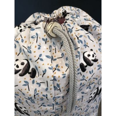 Baby backpack - baby custom backpack - Panda fabric - closure
