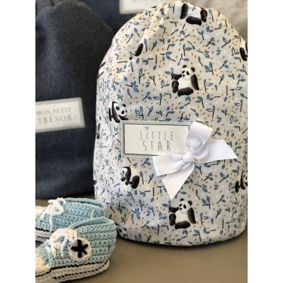 Baby backpack - baby custom backpack - Panda fabric "little star"