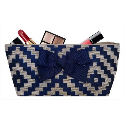 Personalized Kit - Makeup bag - Poncho navy with navy blue bow