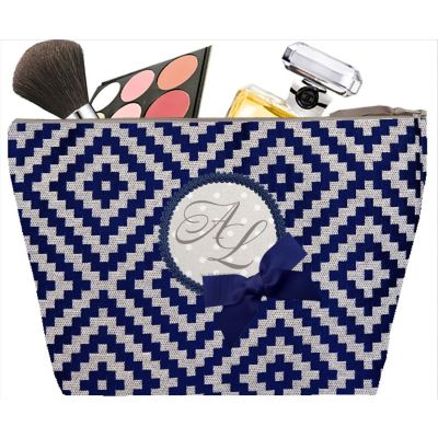 Women's Toiletry Bag - Personalized Kit with your initials - Personalized Gift - Navy Poncho