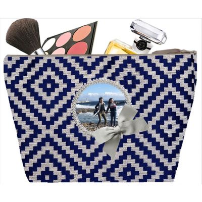 Women's Toiletry Bag - Personalized Kit with your Photo - Personalized Gift - Navy Poncho