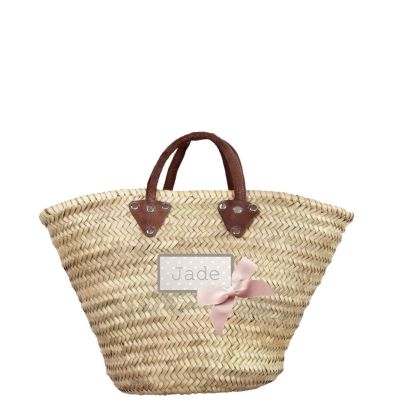 Wicker Basket - Shopping Basket - nude Bow