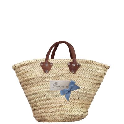 Wicker Basket - Shopping Basket - blue Bow