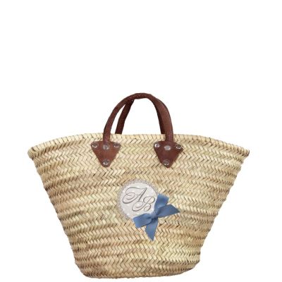 Wicker Basket - Shopping Basket - blue Bow