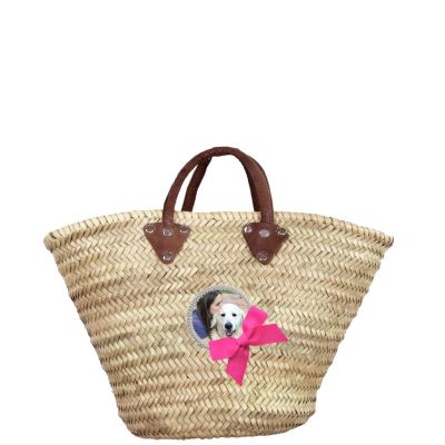 Wicker Basket - Shopping Basket - pink Bow