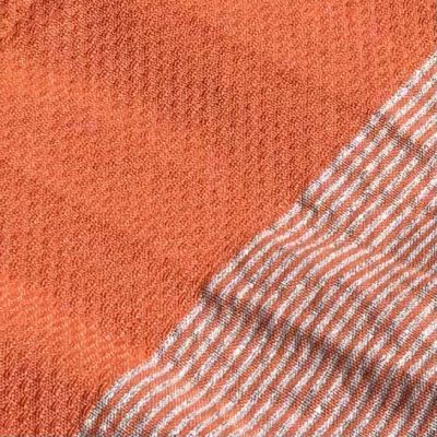 Fouta plage - Fouta bath sheet - raw blue honeycomb and fluorescent orange