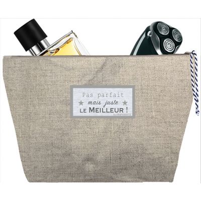 Men's toiletry bag - Personalized kit with "not perfect but just the best"