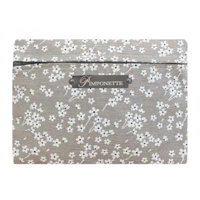 Women's Makeup Bag - White flowers pattern