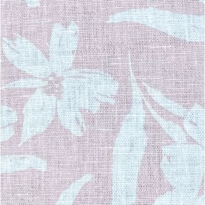 Laura linen and cotton fabric - pale pink background with ecru flower pattern