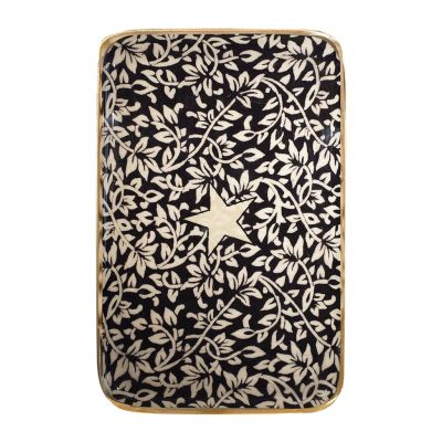 Boncoeurs enameled aluminum tray - B&W Floral pattern