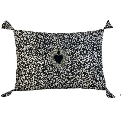 Boncoeurs Rameau black cushion - 40x60cm - heart embroidery