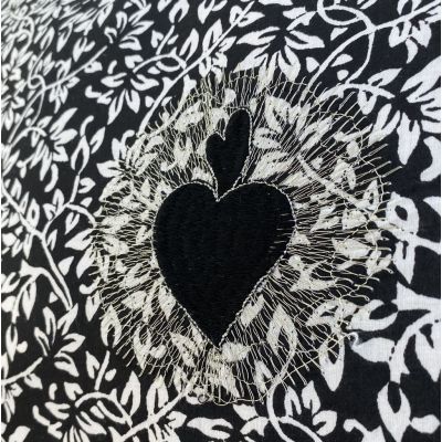 Boncoeurs Rameau black cushion - 40x60cm - heart embroidery